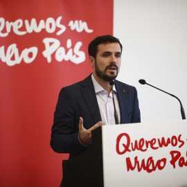 Alberto Garzón durante la presentación de su candidatura a las primarias estatales de Ahora en Común.- E.P.