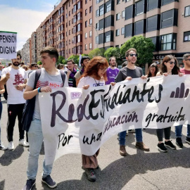  Colectivo de estudiantes en la manifestación contra la precariedad del 27 de mayo.