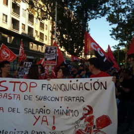 Huelga trabajadores de Telepizza en Zaragoza.