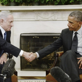 Benjamin Netanyahu y Barack Obama durante su encuentro en la Casa Blanca.- Efe