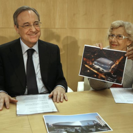 Florentino Pérez y Carmena, durante la presentación del proyecto. EFE/Javier Lizón