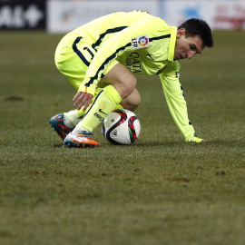 Messi, durante el partido de Copa ante el Atlético. REUTERS/Juan Medina