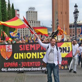 Manifestación de la extrema derecha en Barcelona con motivo del 12 de octubre./ EP