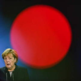 Angela Merkel, en una rueda de prensa en la Cancillería de Berlín. / STEFANIA LOOS (REUTERS)