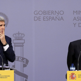 El secretario de Estado de EEUU, John Kerry, y el ministro español de Asuntos Exteriores, José Manuel García-Margallo, durante la rueda de prensa. EFE