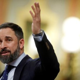 Santiago Abascal interviene en la tribuna del Congreso. (JUAN CARLOS HIDALGO | EFE)