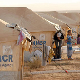 Foto de archivo de refugiados sirios en un campamento jordano. / EFE