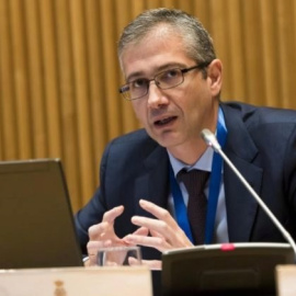 Pablo Hernández de Cos, hasta ahora director general de Economía y Estadística del Banco de España, y ahora nuevo gobernador de la entidad, en una comparecencia parlamentaria. EFE