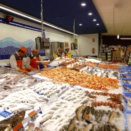 Pescadería en un establecimiento de Mercadona en Segovia. E.P.