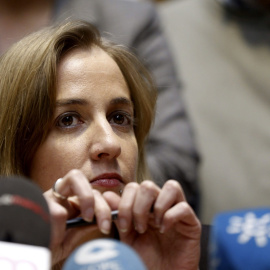 Tania Sánchez durante la rueda de prensa para explicar su nuevo proyecto político tras abandonar IU. -EFE/Javier Lizón