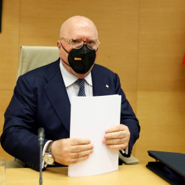 El comisario Villarejo, en octubre de 2021 en el Parlamento. EFE / Chema Moya