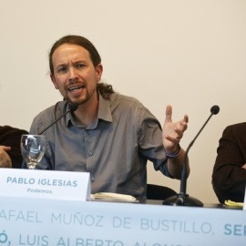 Pablo Iglesias en su intervención durante la presentación del Consejo Internacional de Economía de Podemos. REUTERS .Andrea Comas