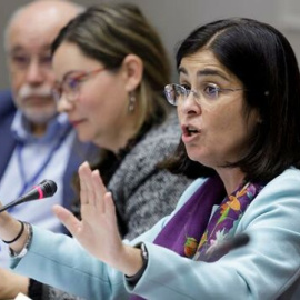 La consejera de Economía, Conocimiento y Empleo, Carolina Darias, presentó este jueves en comisión parlamentaria los presupuestos de su departamento para 2020. EFE/Ramón de la Rocha