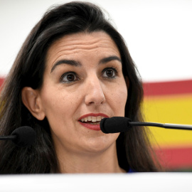 20/11/2019.- La portavoz de Vox en el Parlamento madrileño, Rocío Monasterio, durante la rueda de prensa esta mañana en la sede madrileña de esta formación.- EFE/Víctor Lerena