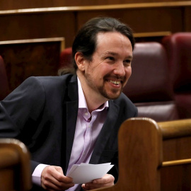 Pablo Iglesias durante la investidura. EFE