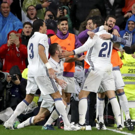 Morata celebra su gol al Athletic. EFE/JuanJo Martín