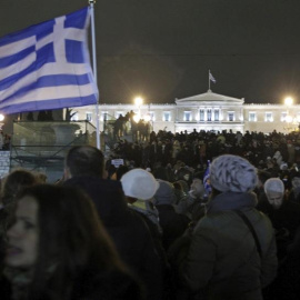 Vista de la manifestación a las puertas del Parlamento griego. - EFE