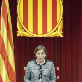 Forcadell, durante su discurso./ EFE