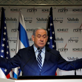 08/01/2020 - El primer ministro de Israel, Benjamín Netanyahu, durante una rueda de prensa en Jerusalén. / REUTERS - RONEN ZVULUN