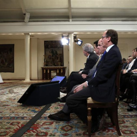 El presidente del Gobierno, Mariano Rajoy durante la rueda de prensa posterior a la reunión extraordinaria del Consejo de Ministros.- Sergio Barrenechea (EFE)