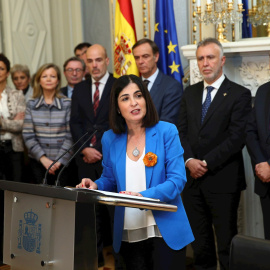 13/01/2020.- La ministra de Política Territorial y Función Pública, Carolina Darias, durante su intervención tras recibir la cartera ministerial. EFE/Rodrigo Jiménez