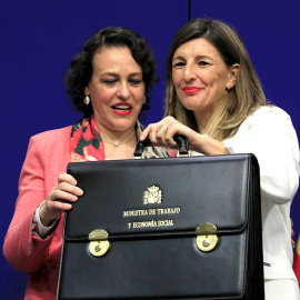 La nueva ministra de Trabajo y Economía Social, Yolanda Díaz, en su toma de posesión del cargo. / EFE