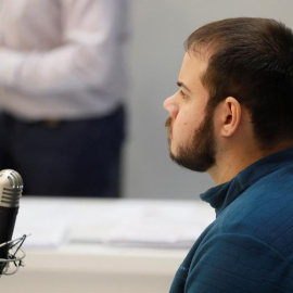 El rapero Pablo Hasel, durante su juicio en la Audiencia Nacional. EFE/ Fernando Alvarado