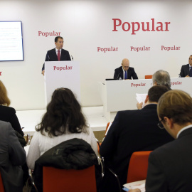 El consejero delegado del Banco Popular, Francisco Gómez, en la presentación de resultados trimestrales de la entidad. EFE/J. J. Guillén