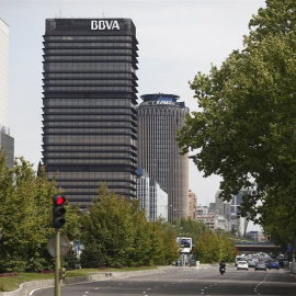 Torre de la sede de BBVA en Madrid en el Paseo de la Castellana. E.P.