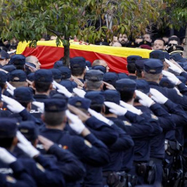 Funeral de Estado por los policías Jorge García Tudela e Isidro Gabino San Martín Hernández, fallecidos en el atentado talibán perpetrado en la embajada española en Kabul (Afganistán), que se celebra hoy en el complejo policial de Canillas 