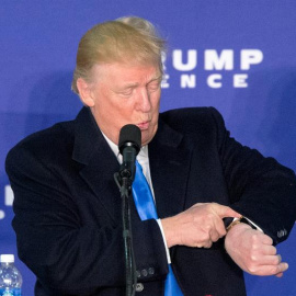 Donald Trump en un mitin, este domingo, en Virginia./ EFE