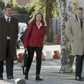 El extesorero del PP, Jesus Bárcenas, uno de los acusados en la trama Gürtel, a su llegada a la sede de la Audiencia Nacional en San Fernando de Henares, para asistir a la trigésima jornada del macrojuicio contra la red. EFE/Fernando Alvara