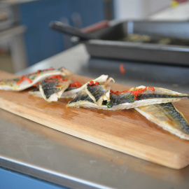 Plato de lubina al horno con verduras
