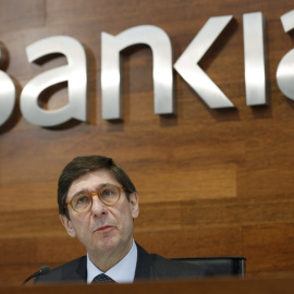 El presidente de Bankia, José Ignacio Goirigolzarri, durante su comparecencia ante los medios donde ofreció los resultados de la entidad. -EFE