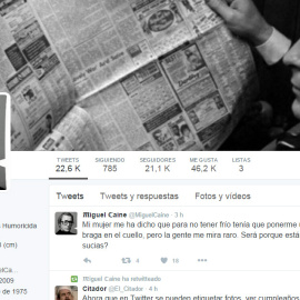Perfil de Miguel Caine en Twitter