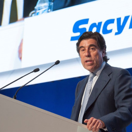 El presidente de Sacyr, Manuel Manrique, en la junta de accionistas de la constructora. E.P.