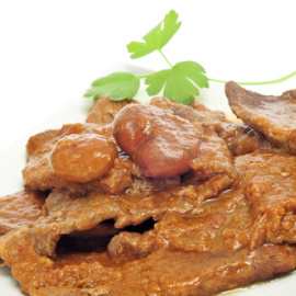 Fricandó de ternera con setas. 