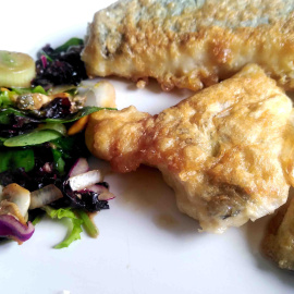 Merluza rebozada a la romana. 