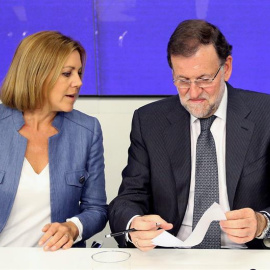 Mariano Rajoy y María Dolores de Cospedal, durante la reunión de la Junta Directiva Nacional del PP. / EFE