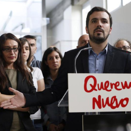 El candidato de Izquierda Unida a las generales, Alberto Garzón, durante la presentación de la candidatura de Unidad Popular, que está integrada básicamente por IU e independientes, hoy en Madrid. EFE/Fernando Alvarado