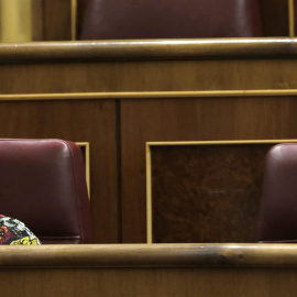 La portavoz de UPyD en el Congreso, Rosa Díez, en su escaño en el Congreso de los Diputados. EFE/ZIPI