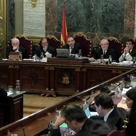 Captura de la señal institucional del Tribunal Supremo, durante la declaración del exconseller de Territori, Josep Rull, en el juicio del “procés”. EFE/Tribunal Supremo
