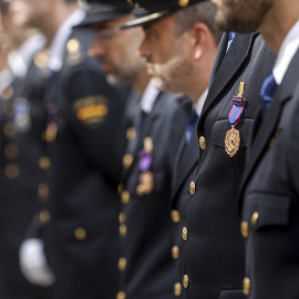 Agentes del Cuerpo de Policía Nacional durante la celebración del Día de la Policía Nacional en la Comunitat Valenciana. EUROPA PRESS/Rober Solsona