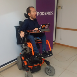 El secretario de Organización de Podemos, Pablo Echenique, esta mañana en Zaragoza.