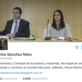 Perfil de 'Twitter' de Carlos Sánchez Mato, concejal de Economía en el Ayuntamiento de Madrid.