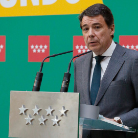 El presidente de la Comunidad de Madrid, Ignacio González, durante su intervención hoy en el acto que ha tenido lugar en la Real Casa de Correos de Madrid p. / Fernando Alvarado (EFE)