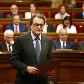 El presidente de la Generalitat en funciones, Artur Mas, al comienzo del debate de investidura. - EFE