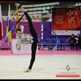 Rubén Orihuela, en un campeonato de gimnasia rítmica.