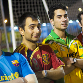 Varios jugadores de Madrid Harps, tras el entrenamiento. REPORTAJE FOTOGRÁFICO DE CHRISTIAN GONZÁLEZ