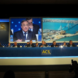 Florentino Pérez, en la última junta de accionistas de ACS. E.P.
